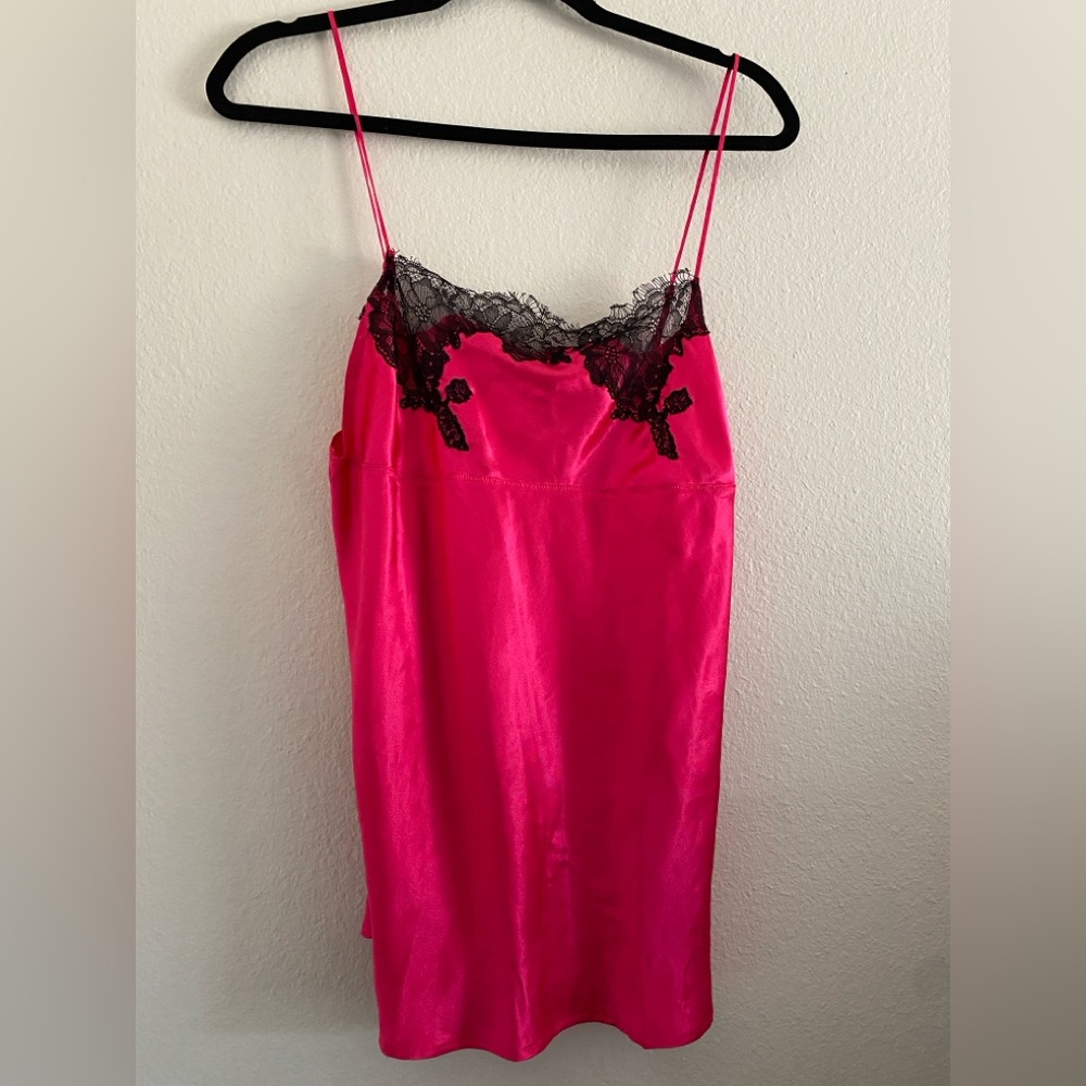 Victorias Secret Satin Cami Lace Pink Black Y2K